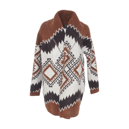 Brown Graphic Cardigan Sweater