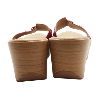 Red Wedged Sandals