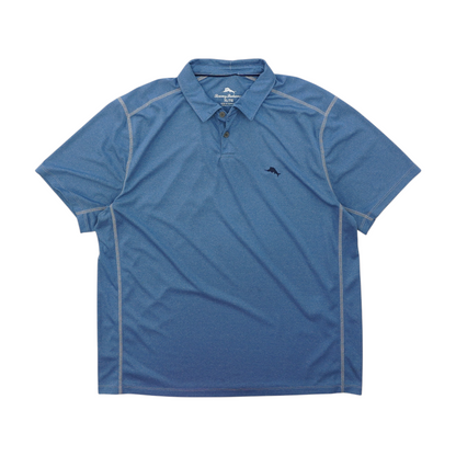 Blue Solid Short Sleeve Polo