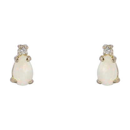 14K Yellow Gold Opal Stud Earrings