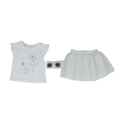 White Floral Short Sleeve Set