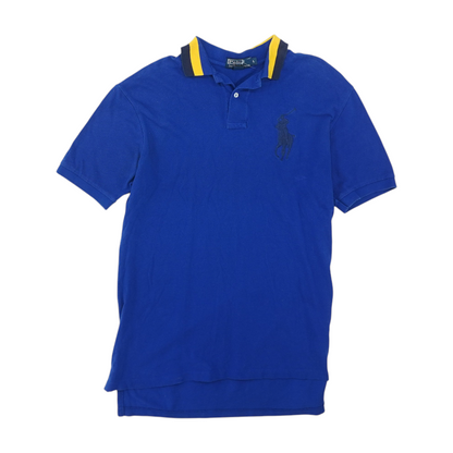 Blue Solid Short Sleeve Polo