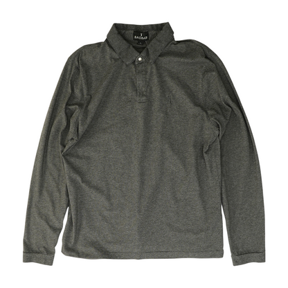 Gray Solid Long Sleeve Polo