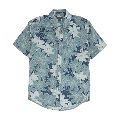 Blue Floral Short Sleeve Button Down