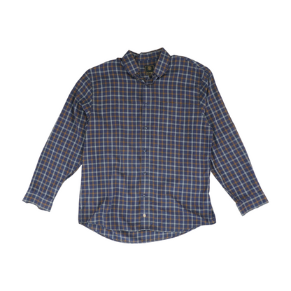 Navy Plaid Long Sleeve Button Down