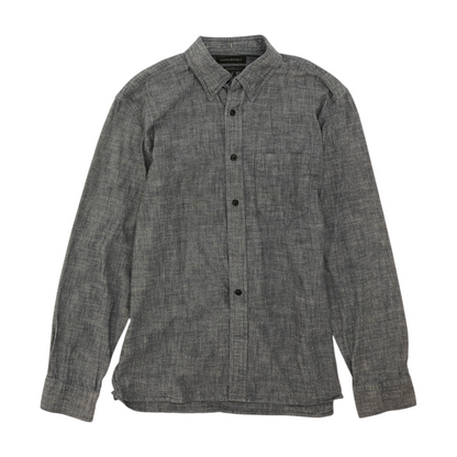 Black Solid Long Sleeve Button Down