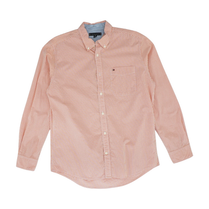 Orange Check Long Sleeve Button Down