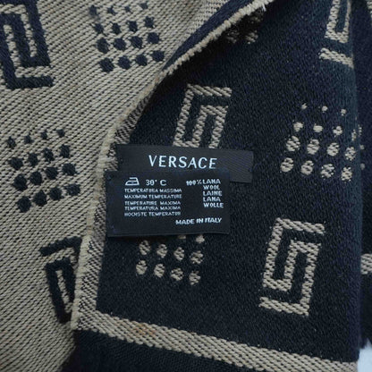 Black and Brown Grecca Fringe Wool Scarf