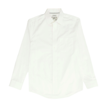 White Solid Long Sleeve Button Down