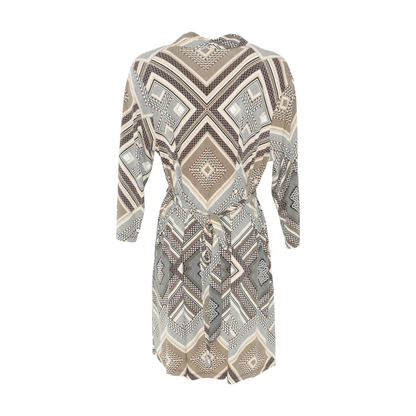 Brown Geometric Midi Dress