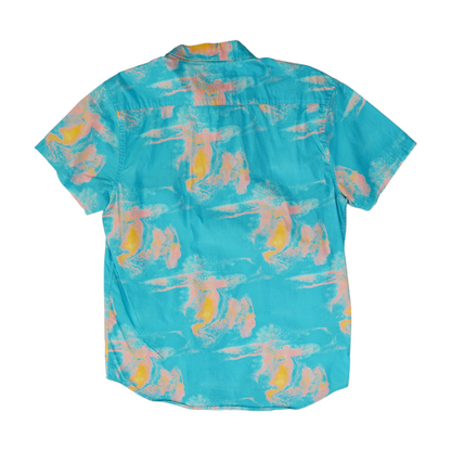 Blue Abstract Short Sleeve Button Down