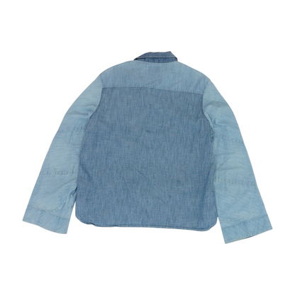 Blue Color Block Long Sleeve Button Down