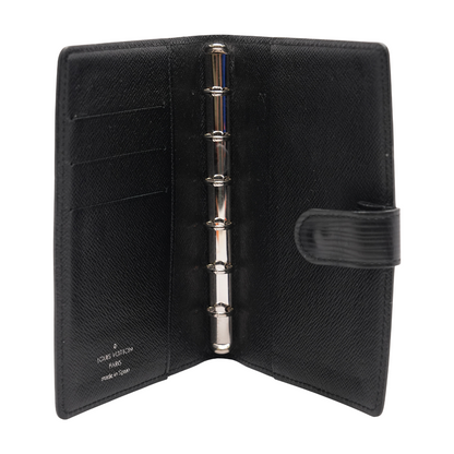 Black Epi Leather Small Ring Agenda Cover