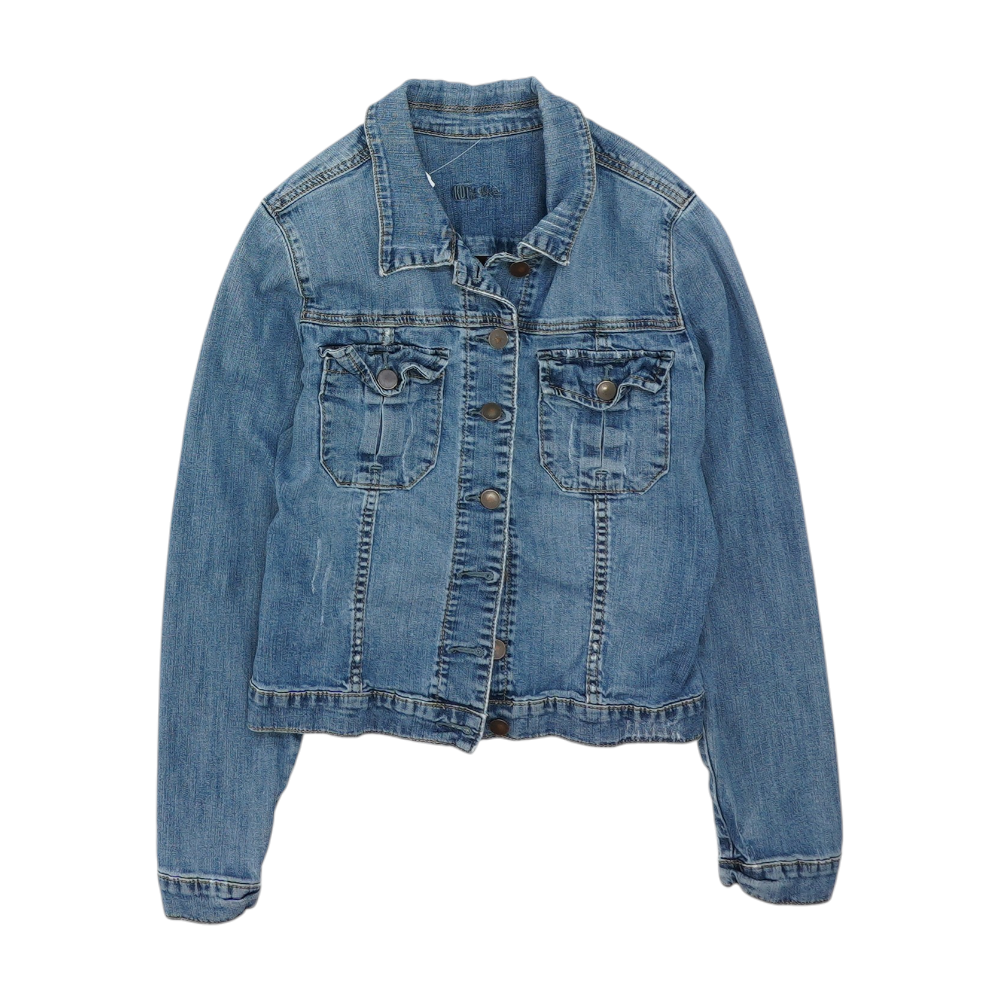 Blue Solid Denim Jacket