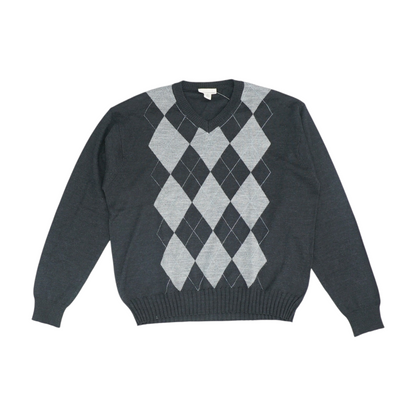 Black Argyle Pullover Sweater