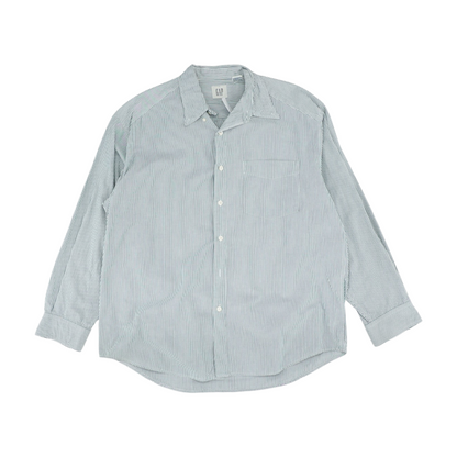 Green Striped Long Sleeve Button Down