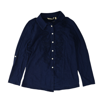 Navy Striped Button Down