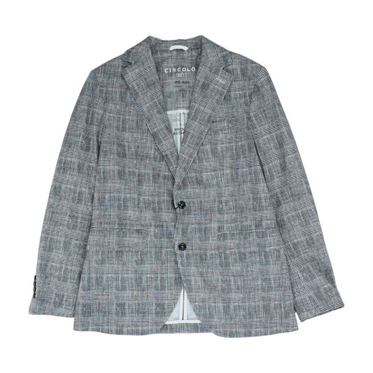Gray Plaid Thin Wales Easy Nero Coat