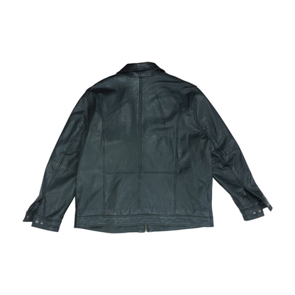 Black Solid Leather Jacket