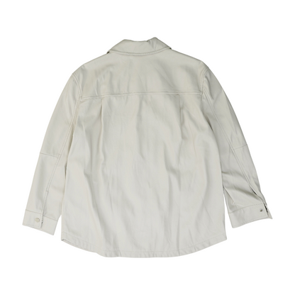 Beige Solid Long Sleeve Button Down