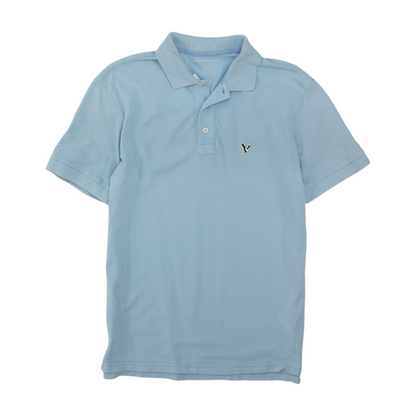 Blue Solid Short Sleeve Polo