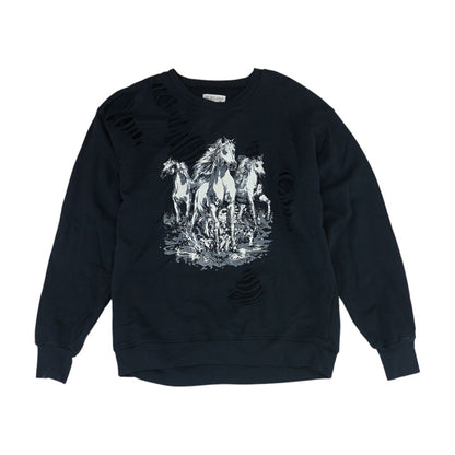 Black Graphic Sweatshirt Pullover