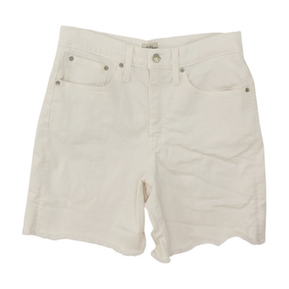 White Solid Denim Shorts