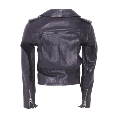 Black Solid Leather Jacket