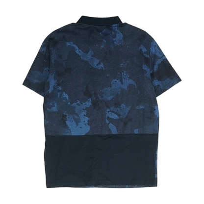 Navy Print Short Sleeve Polo