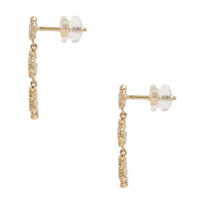 1 Ct 14K Gold Three Tier Diamond Accented Clover Drop Earrings