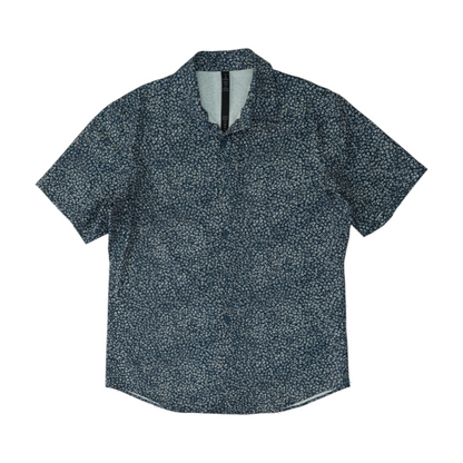 Navy Print Short Sleeve Button Down