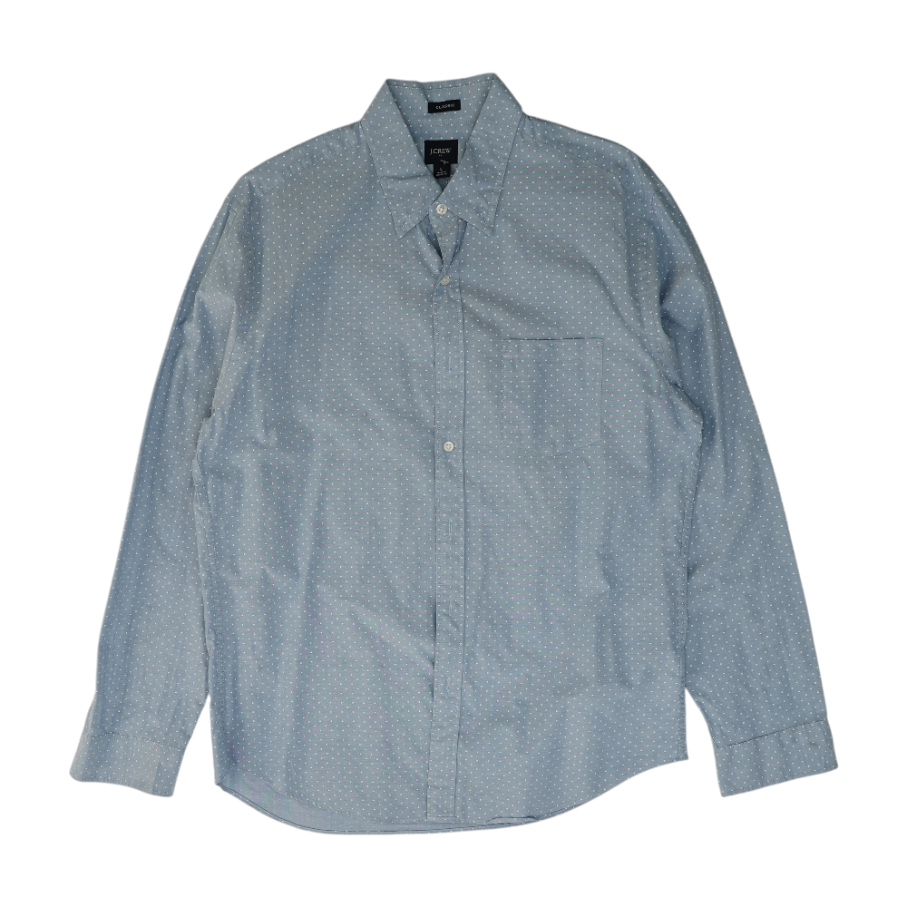Blue Polka Dot Long Sleeve Button Down