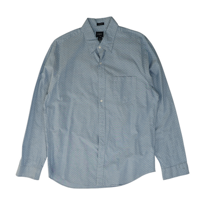 Blue Polka Dot Long Sleeve Button Down