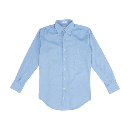 Blue Solid Long Sleeve Button Down