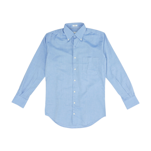 Blue Solid Long Sleeve Button Down