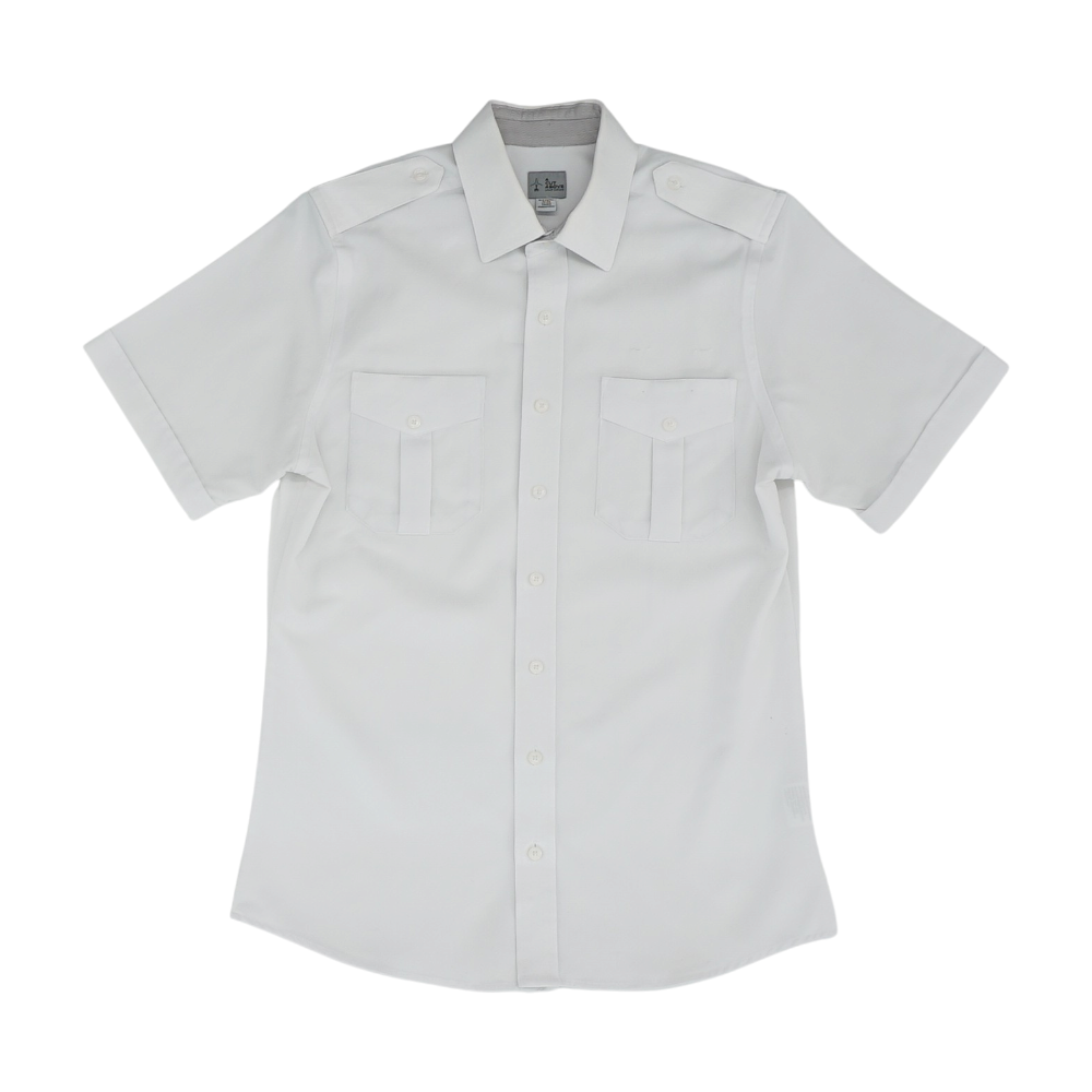 White Solid Short Sleeve Button Down