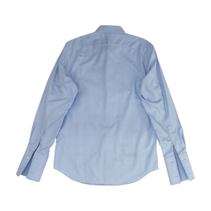 Blue Solid Long Sleeve Button Down