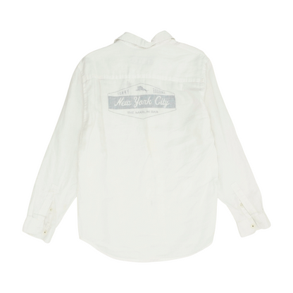 White Solid Long Sleeve Button Down