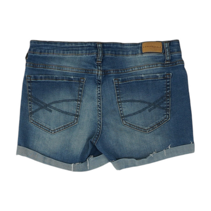 Blue Solid Denim Shorts