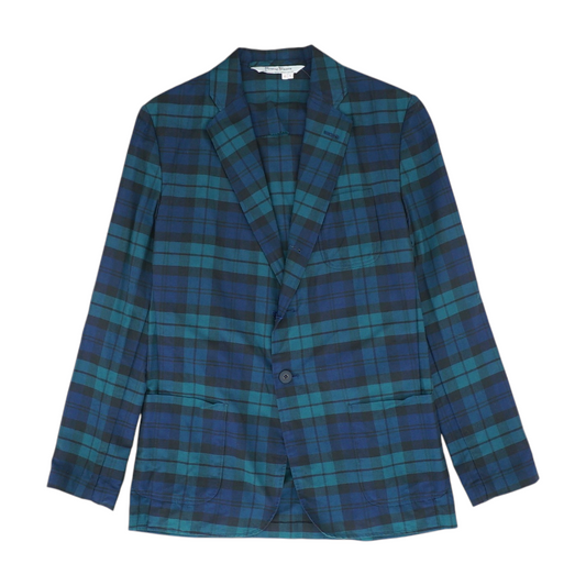 Navy Plaid 100% Cotton Sport Coat