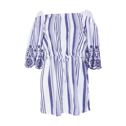 White Striped Mini Dress