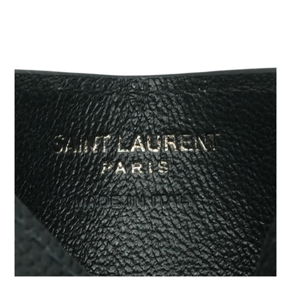 Cassandre Matelesse Card Case in Black Grain De Poudre Leather
