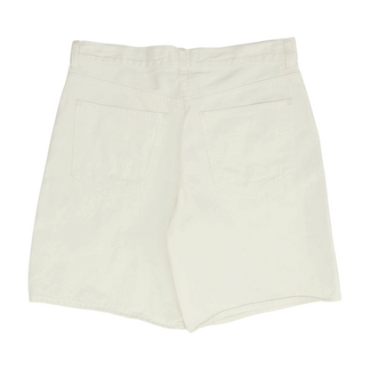 White Solid Denim Shorts