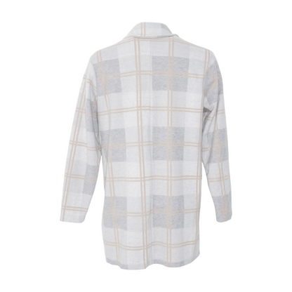 Gray Plaid Cardigan Sweater