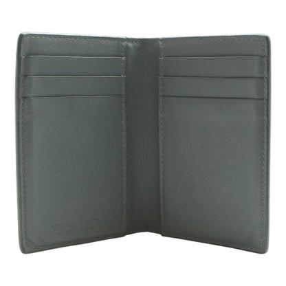 Gray Embossed Leather Bifold Card Holder