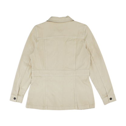 Beige Solid Denim Jacket