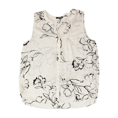 Ivory Floral Sleeveless Blouse