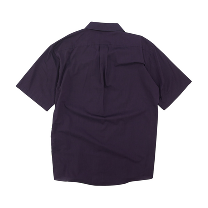 Purple Solid Short Sleeve Button Down