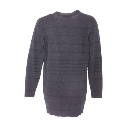 Gray Striped Cardigan Sweater