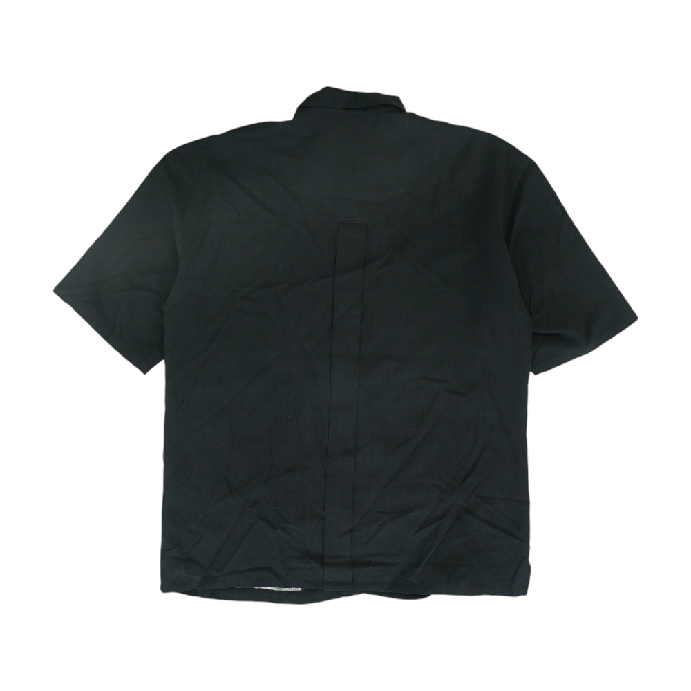 Black Print Short Sleeve Button Down